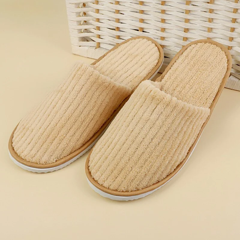 5 Pairs Winter Slippers Men Women  Hotel Disposable Slides Home Travel Sandals Hospitality Footwear One Size on Sale