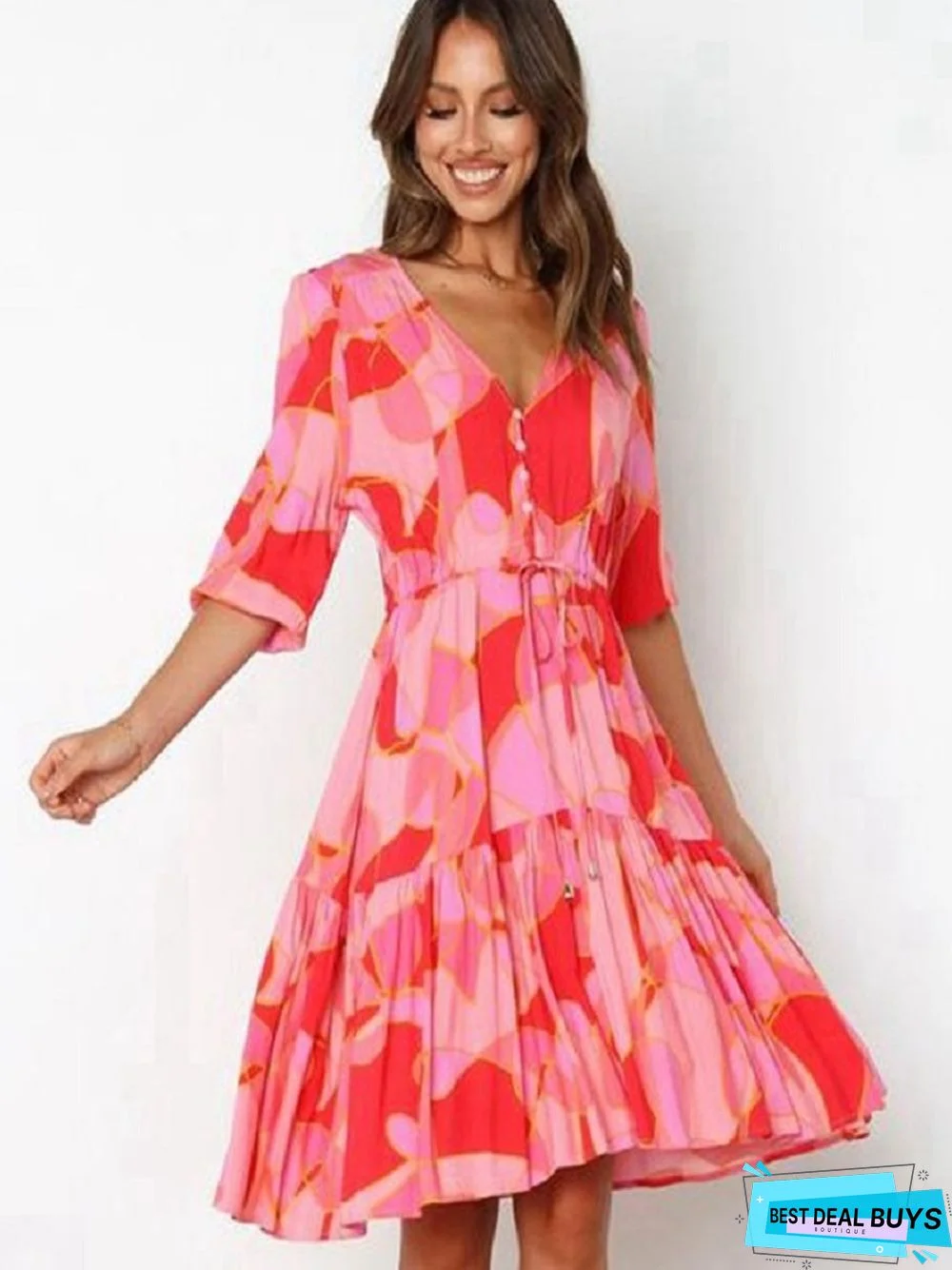 Fashion Irregular Printed Dress