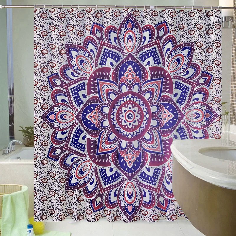 Mandala Shower Curtain Waterproof Floral Bohemian Bath Accessories for Bathroom Waterproof Fabric Shower Curtain