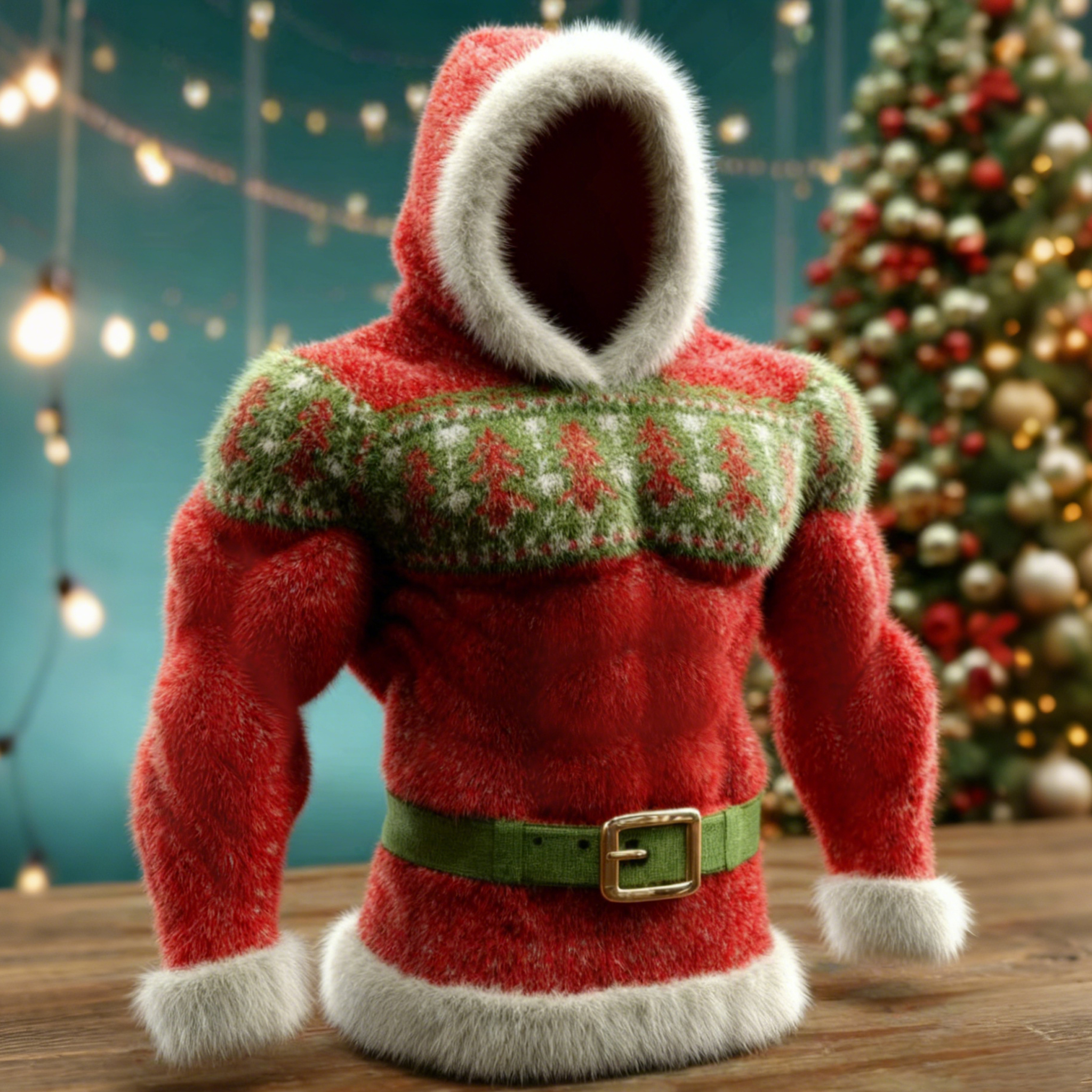 Men's Christmas Tree Pattern Ugly Flannel Hoodie elevenforest