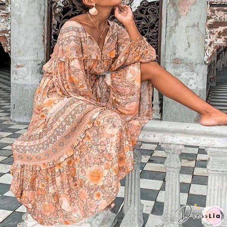 Toes In The Sand Floral Print Maxi Dress-