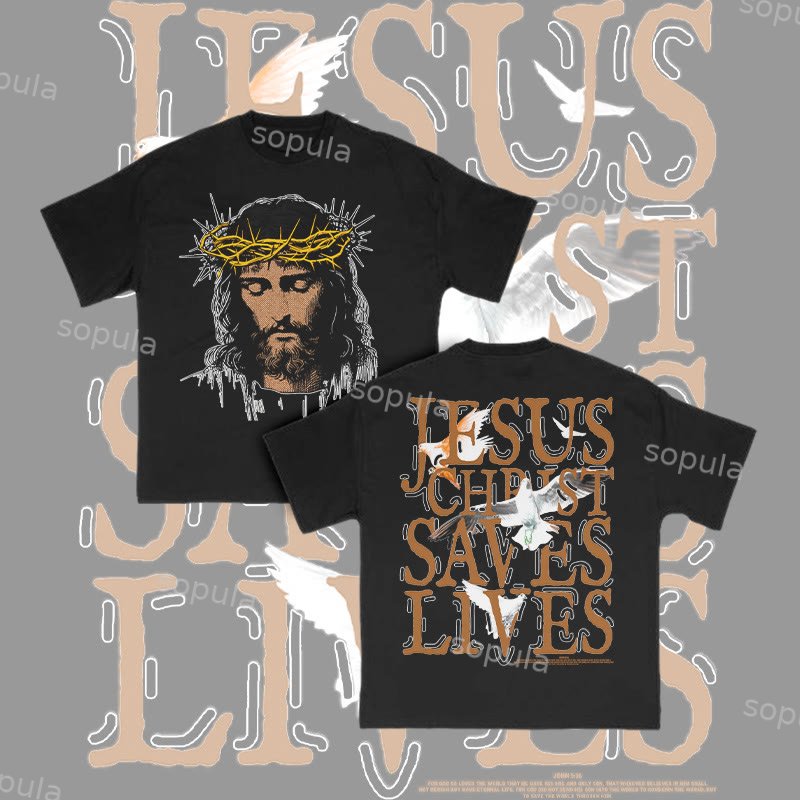 Jesus Face Print Men's T-shirt - Sopula｜Premium Graphic Tees & Graphic Clothing
