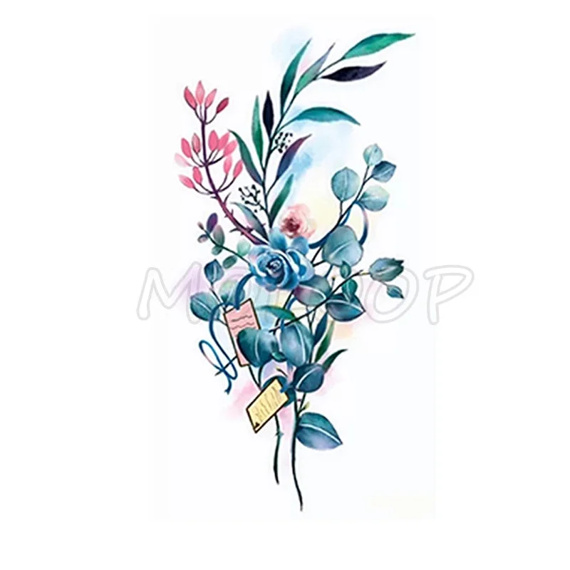 Waterproof Temporary Tattoo Stickers Black Somnus Flower Plant Small Size Tatto Flash Tatoo Fake Tattoos for Man Kid Girl Women