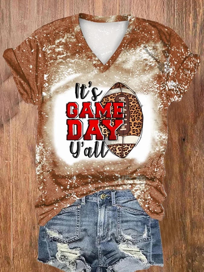 Women's Football  It's Game Day Y'all Print Casual T-Shirt socialshop
