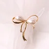 Simple Golden Bowknot Pearl Napkin Ring
