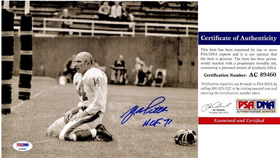 Y.A. Tittle Signed New York Giants BLOODY 8x10 Photo Poster painting - Deceased 2017 PSA/DNA COA