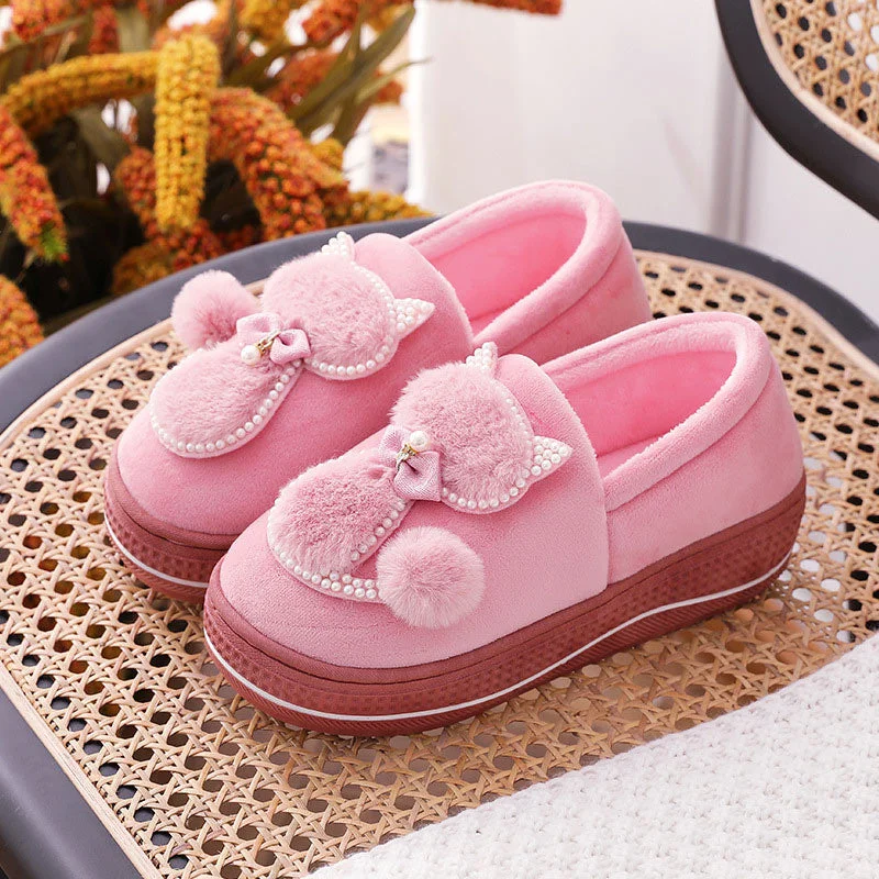 Winter Women Slippers Shoes Home Cute Thick Bottom Cat Warm Plush Ladies Shoe Fashion Flat Platform Female Casual Shoes 2021 New