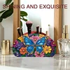 (US Local)DIY Gem Butterfly Design Wooden Diamond Painting Makeup Brush Storage Box Kit