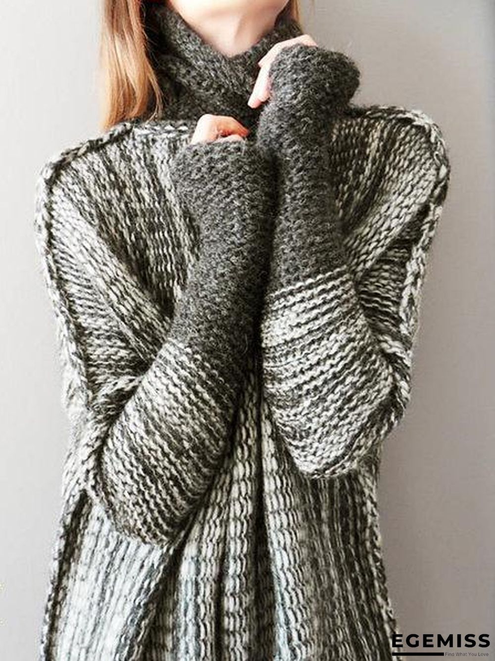 Casual Color-block Knitted Shift Sweater | EGEMISS