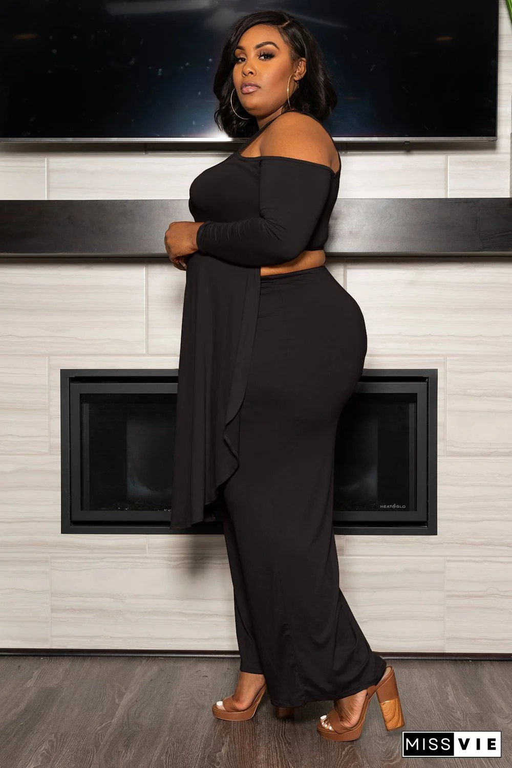 Plus Size Irregular Solid Casual Wide-leg Pants Suits