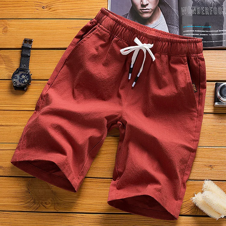 BrosWear Casual Solid Color Drawstring Waist Shorts