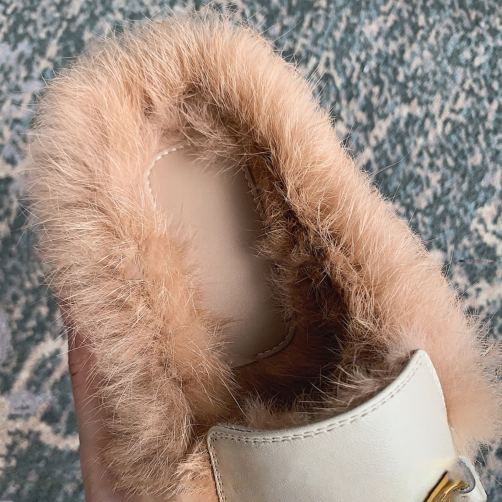 White Rabbit Fur Flats Mules Shoes-vocosishoes