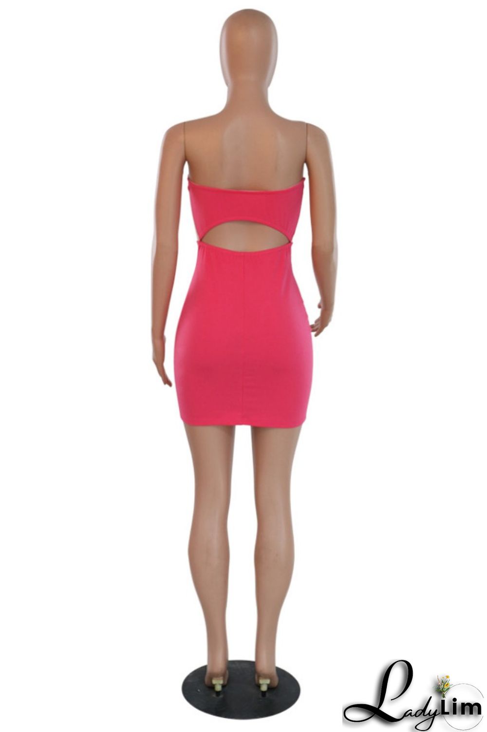 Blue Sexy Patchwork Backless Strapless Wrapped Skirt Dresses
