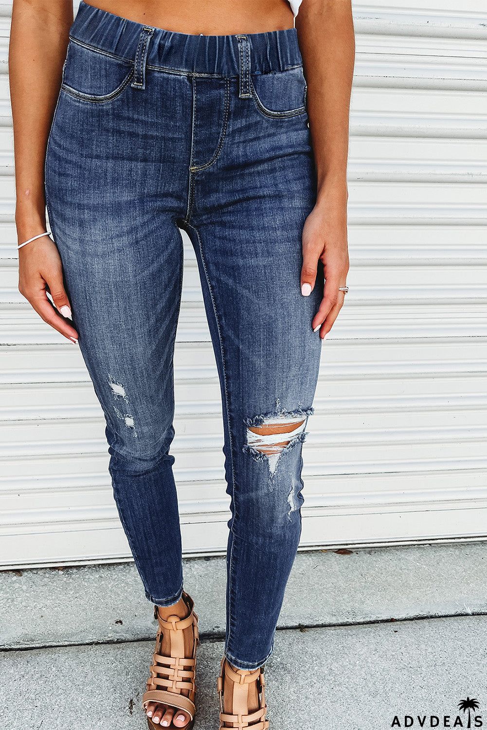 Distressed High Waist Skinny Jeans