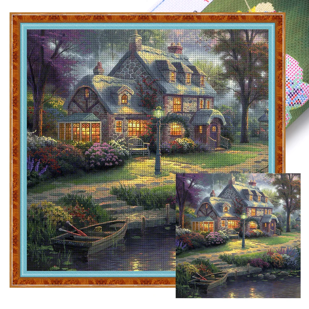  11CT Stamped Cross Stitch Embroidery Kits Peacock in The House  Pre-Printed Pattern Counted Cross-Stitching Kits Fabric Needlepoint Crafts  Needlework gifts-16x20 inch