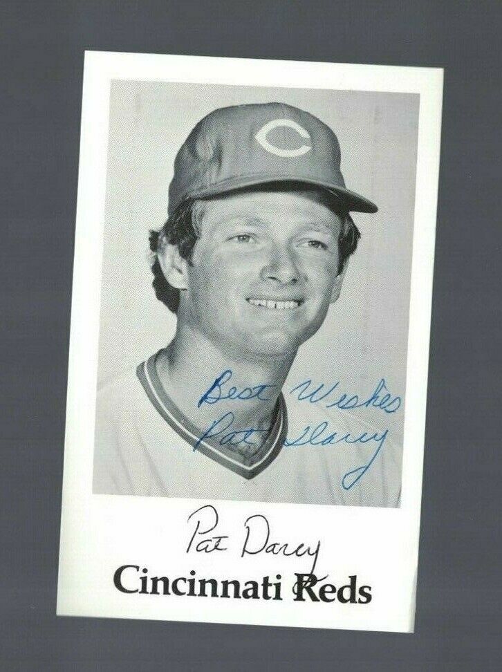 Pat Darcy Cincinnati Reds Signed 3 1/2x5 1/2 Team Issue Photo Poster painting W/Our COA RH1