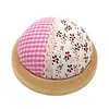 Round Pincushions with Wooden Base Sewing Pin Cushion (Random color) tapestrymarket