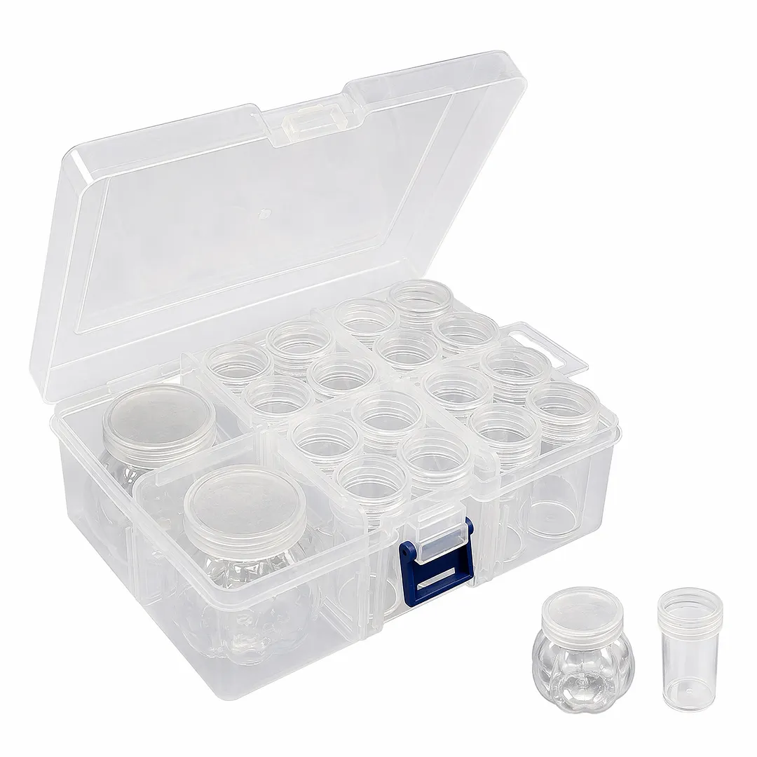 Diamond Painting Containers Multi Purpose Portable Plastic Case Box with Stickers & Compartments Arts Crafts Storage Bottle for Hardware Rhinestone