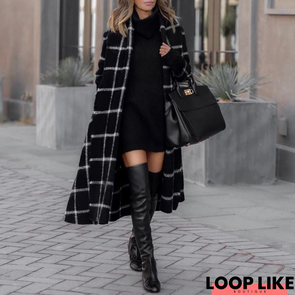 Fall/Winter Houndstooth Casual Coat