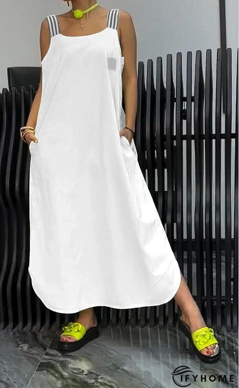 Sleeveless Cotton Casual Pockets Weaving Dress | IFYHOME