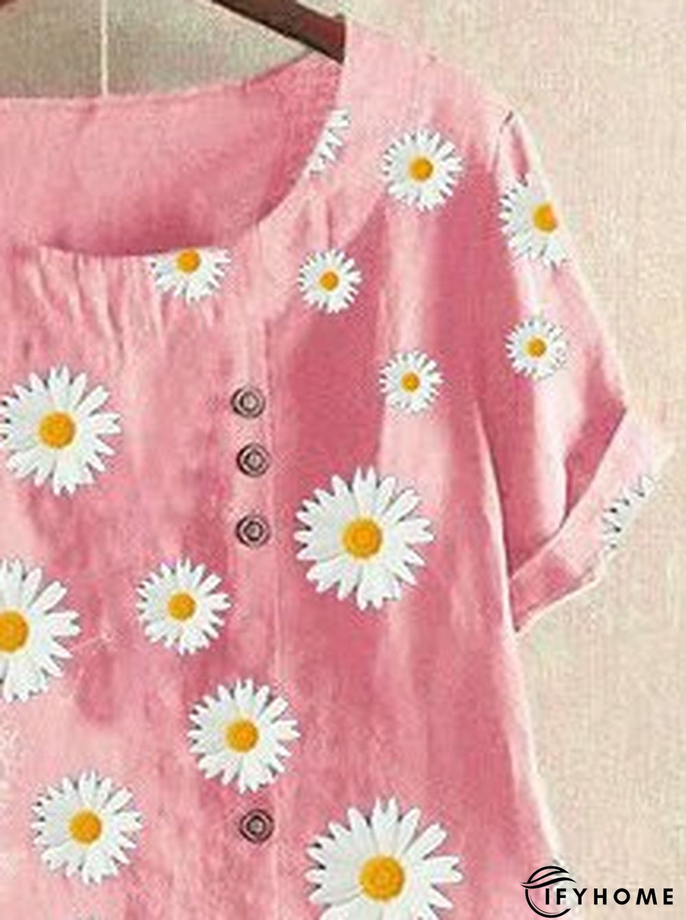 Short Sleeve O-Neck Daisy Printed T-Shirt | IFYHOME