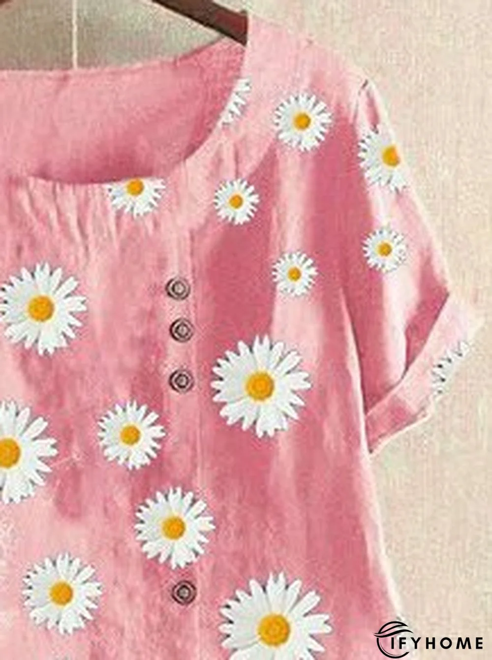 Short Sleeve O-Neck Daisy Printed T-Shirt | IFYHOME