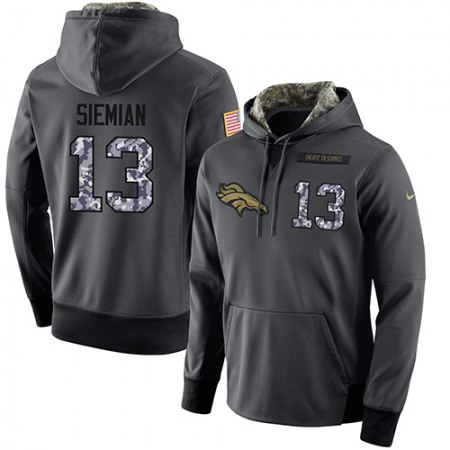 NFL Men's  Denver Broncos #13 Trevor Siemian Stitched Black Anthracite Salute to Service Player Performance Hoodie