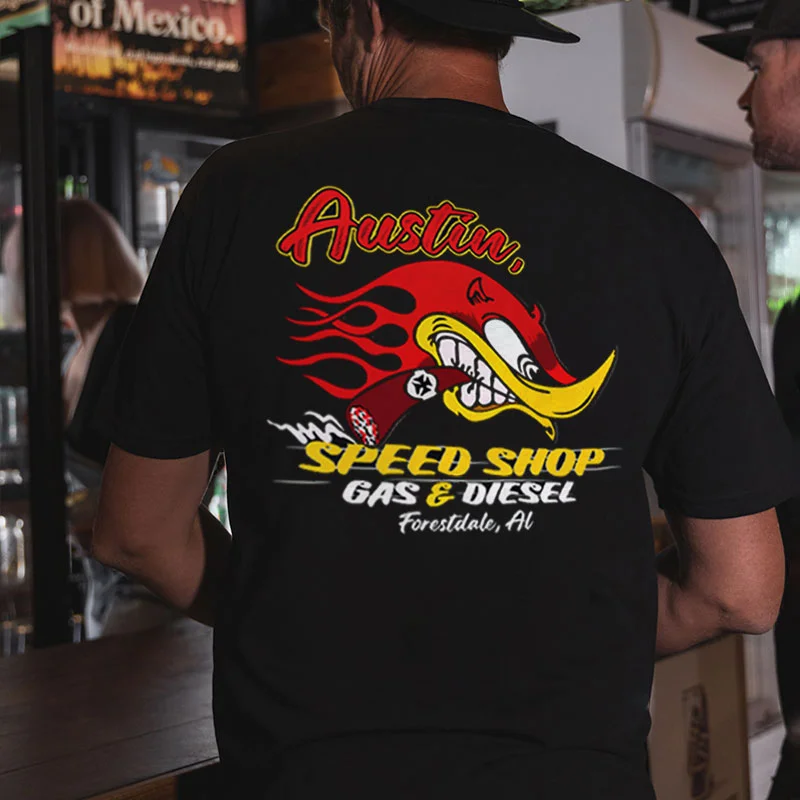 AUSTIN SPEED SHOP GAS & DIESEL Mr. Horsepower Print Men's T-shirt