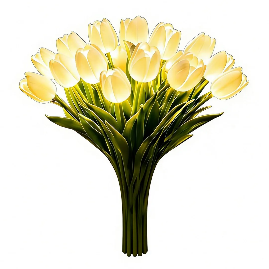 15Pcs Radiant Romantic Tulip Light LED Adjustable Tulip Night Light Warm Light Luminous Bouquet Ornament Gift for Anniversary/Wedding/Birthday