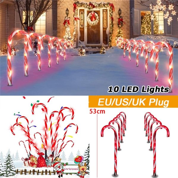 10x Christmas Candy Cane LED Lights Outdoor Pathway Yard Garden Indoor Outdoor Decor - Shop Trendy Women's Fashion | TeeYours