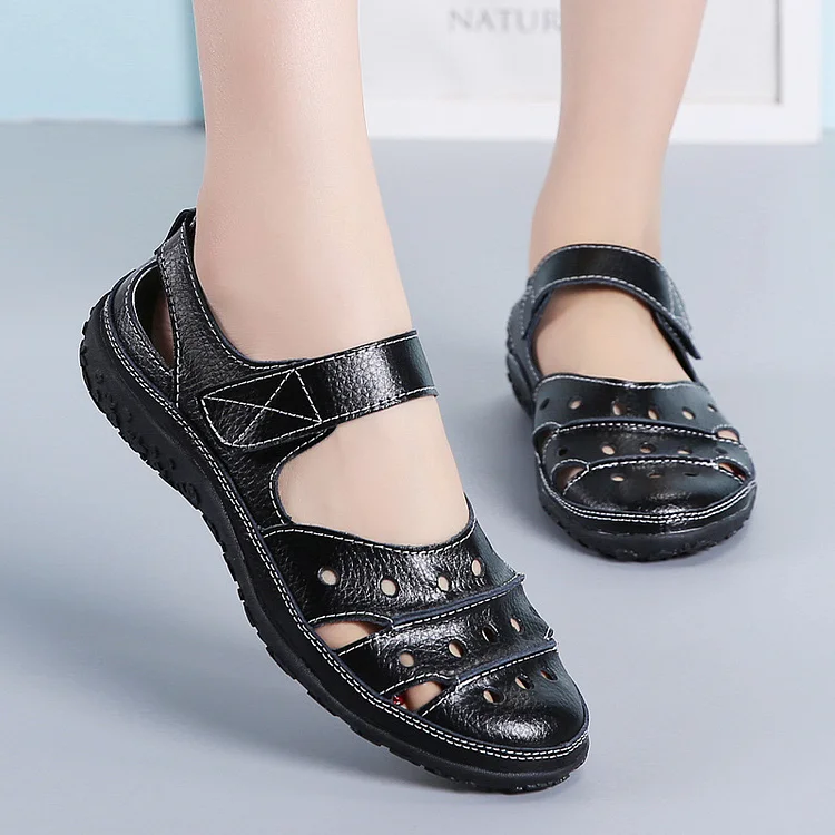 Women's Casual Platform Flat Comfort Breathable Leather Walking Shoes shopify Stunahome.com