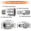 3/8 Inch Power Washer Quick Connect Kit Stainless Steel Adapter Set Power Washer Adapter Fittings Female/Male NPT Thread 12 Pcs 5000 PSI