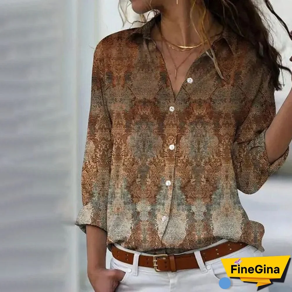 Khaki Print Collared Shirt