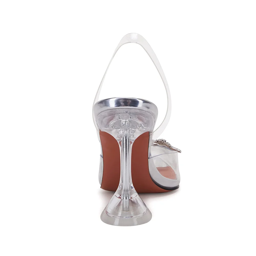 95mm Begum Crystal Party Wedding Slingback Women's Pumps-MERUMOTE