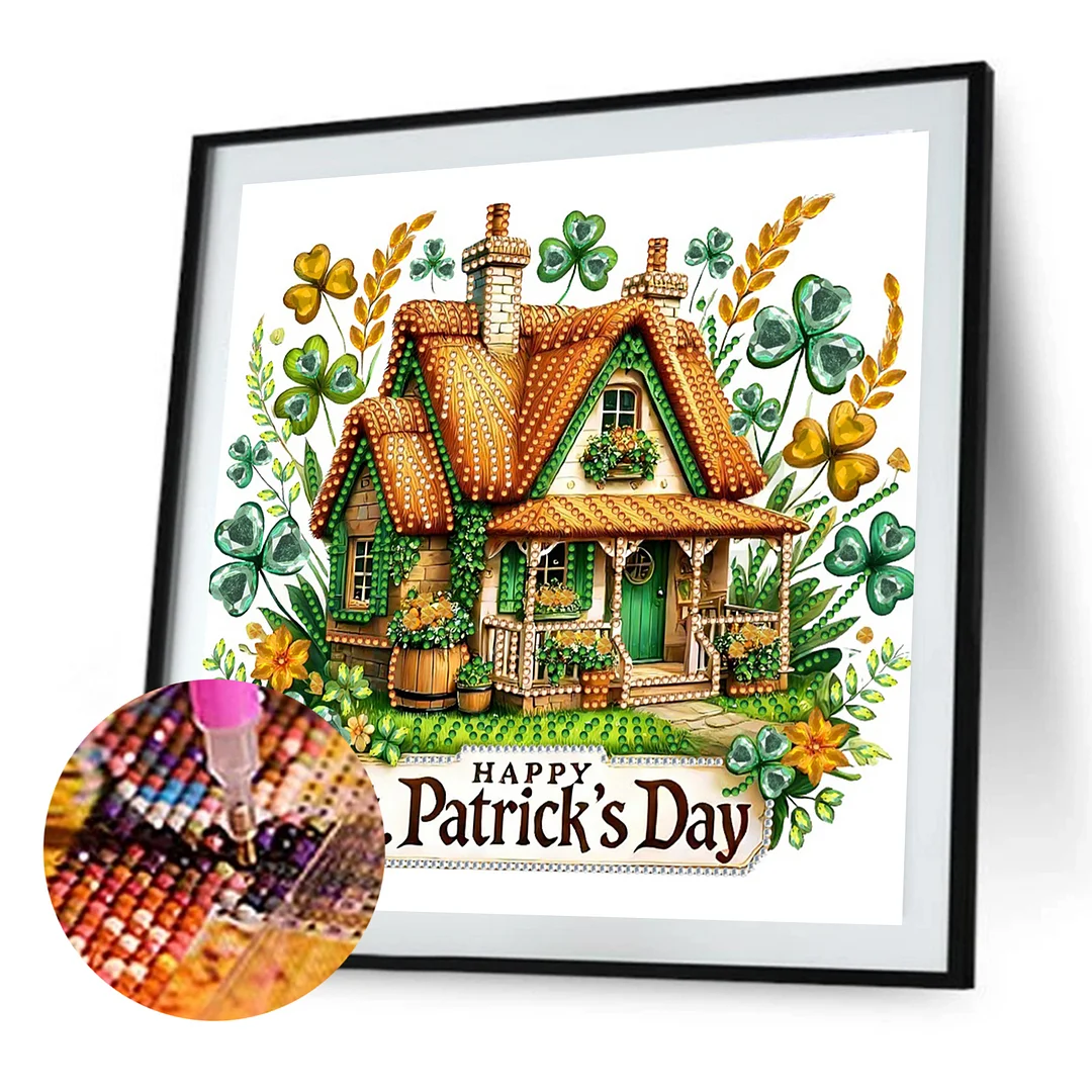 St Patricks Day Special Shaped 5D DIY Partial Drill Diamonds Dots Gem Art Kits for Adults Beginners Home Decor Diamonds Paintings Gem Art 11.81 X11.81inch