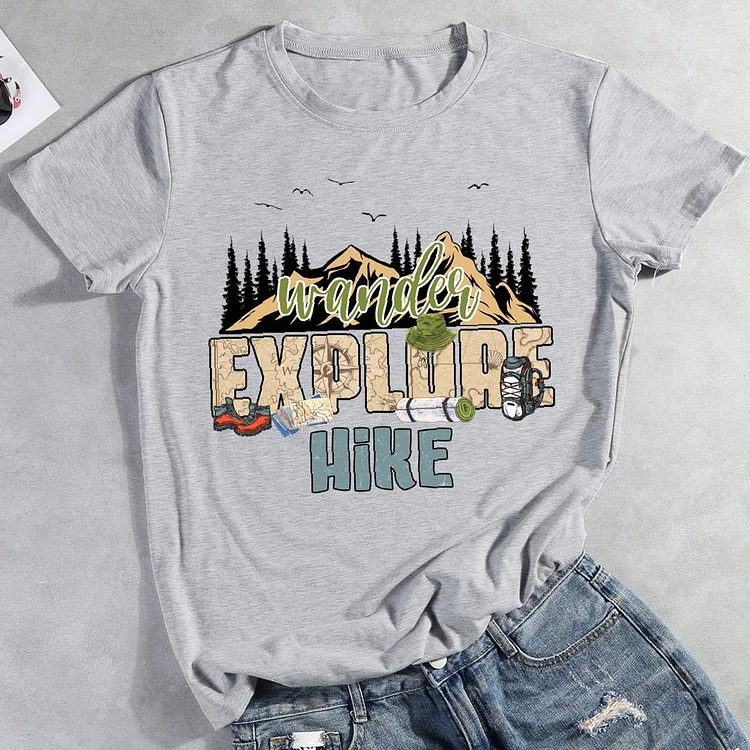 Wander explore hike Round Neck T-shirt-0025989