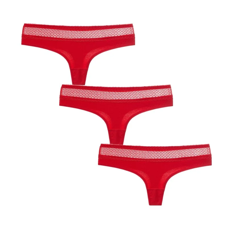 3Pcs/Lot Women G-String Cotton Thongs Solid Sexy Panties Lace Underwear Female T-back Underpants Girls Bikini Panty Thongs 2020
