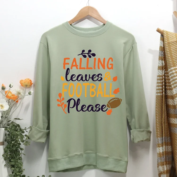 Falling Leaves and Football Please Women Casual Sweatshirt-Annaletters