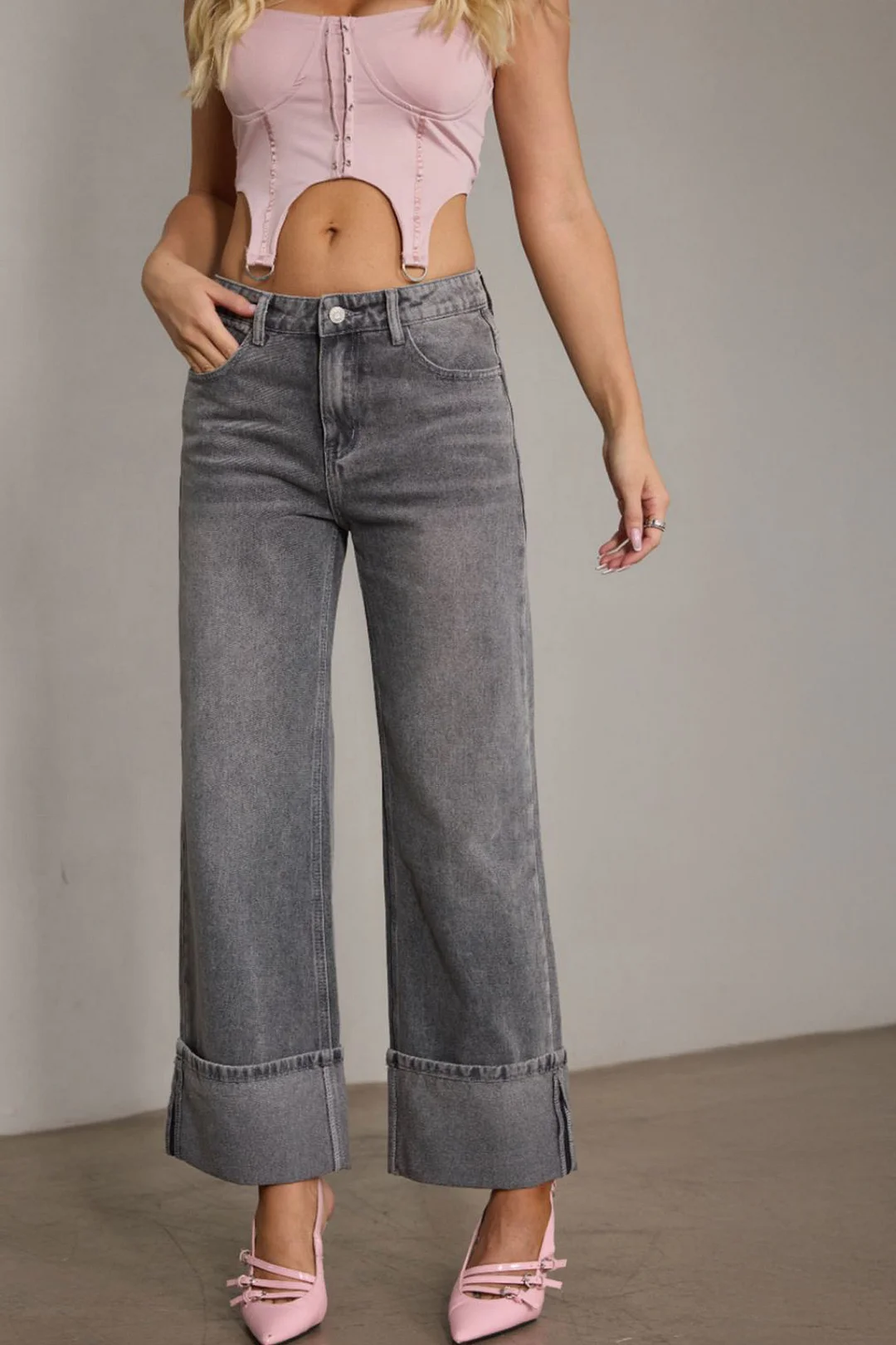 Women's Retro Elastic Straight High-waisted Denim Jeans