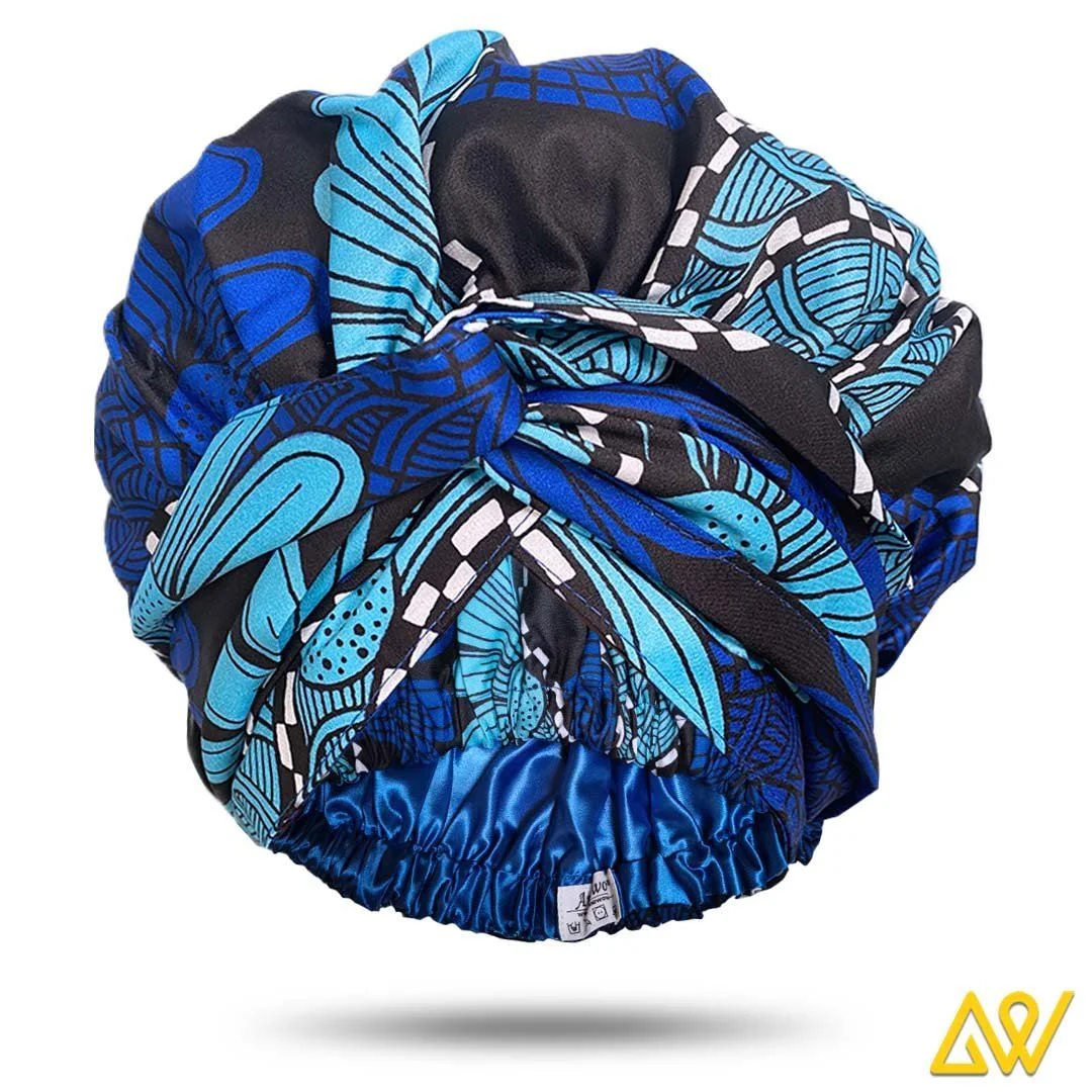 African Print Head Wrap With Satin-Lined-AW1215