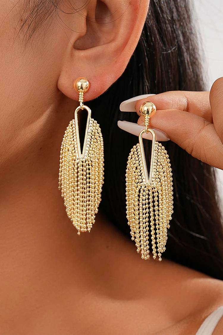 Fashion Gold Beaded Tassel Dangle Earrings 2024 - Xpluswear