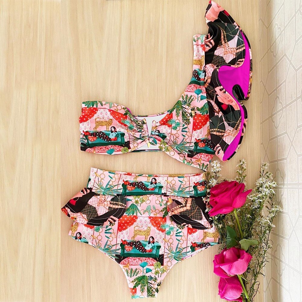 Sexy Ruffle Bikini Set 2021 New Brazilian V Neck Push Up Swimwear Women Swimsuit Bathing Suit Summer Beach Wear Mujer Biquini