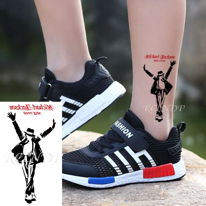 Waterproof Temporary Tattoo Sticker Michael Jackson Letter Dancing Man Hat Pattern Flash Tatoo Fake Tatto for Kids Men Women