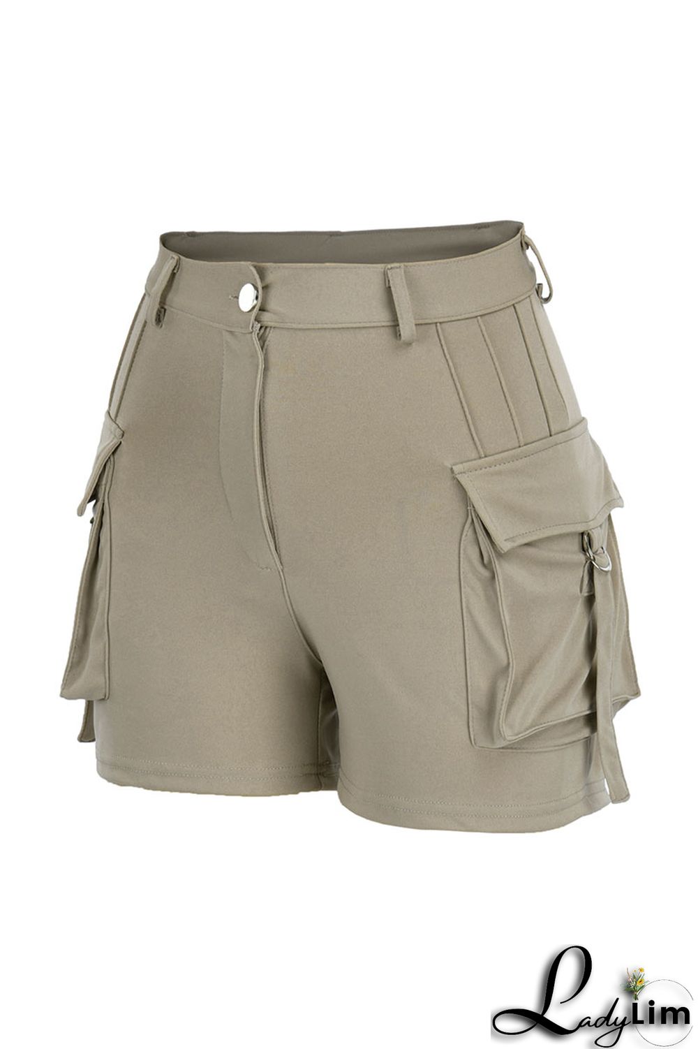 Pink Fashion Casual Solid Patchwork Regular High Waist Shorts