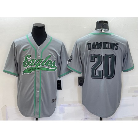 Men's Philadelphia Eagles #20 Brian Dawkins Grey With Patch Cool Base Stitched Baseball Jersey 1UKW