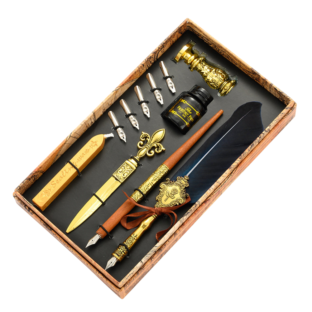 

Fountain Pen Set Stamp Wax Feather Pen (Dark Blue, 501 Original