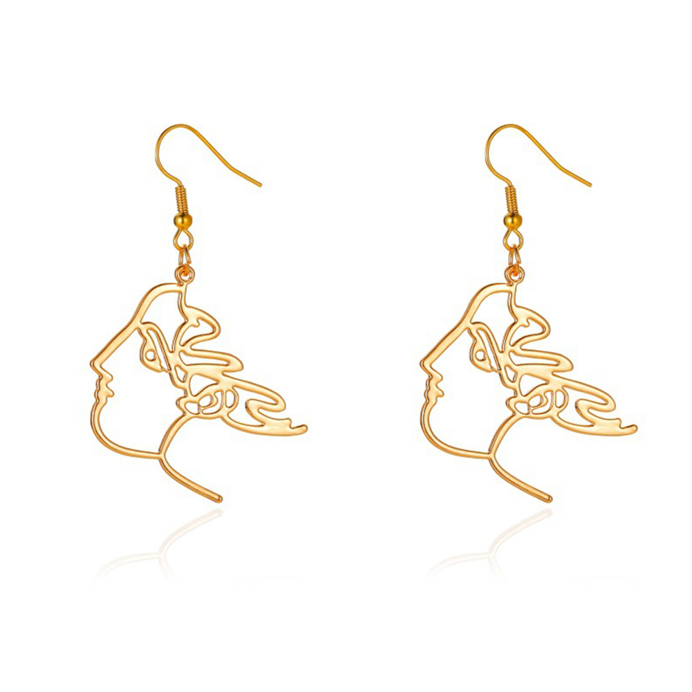 

Simple Women Hollow Ear Hook Earrings Portrait Pendant Studs Jewelry Gifts, Gold, 501 Original