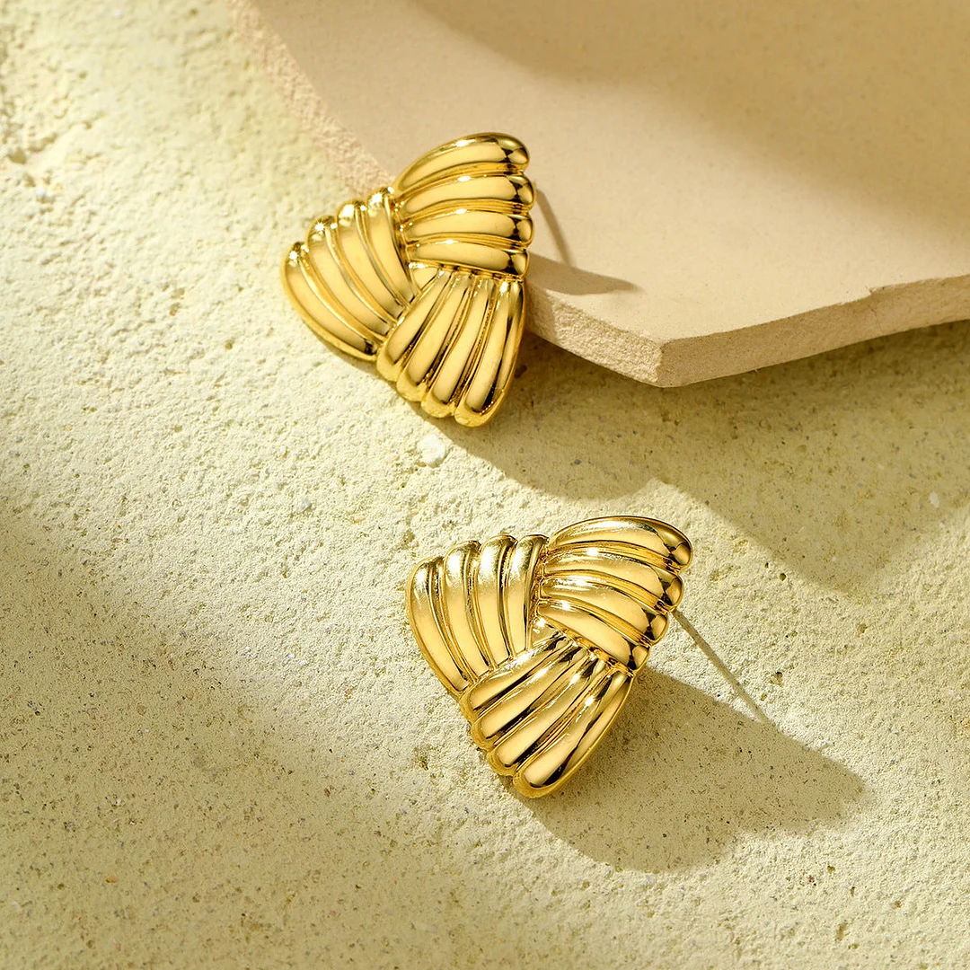Simple Texture Triangle Titanium Steel Earrings