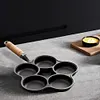 5 Round Holes Egg Frying Pan Cast Iron Omelet Pan for Gas Stove Induction Cooker