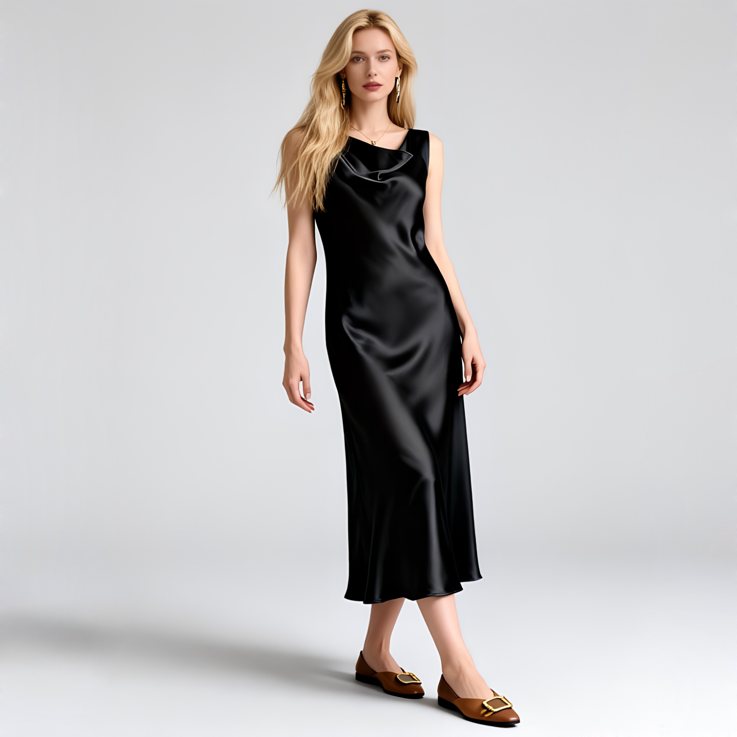 22MM 100% Mulberry Silk Dress Cowl Neck Sleeveless REAL SILK LIFE